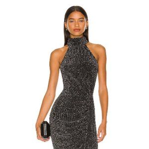 Saylor Aida Midi Dress in Gunmetal